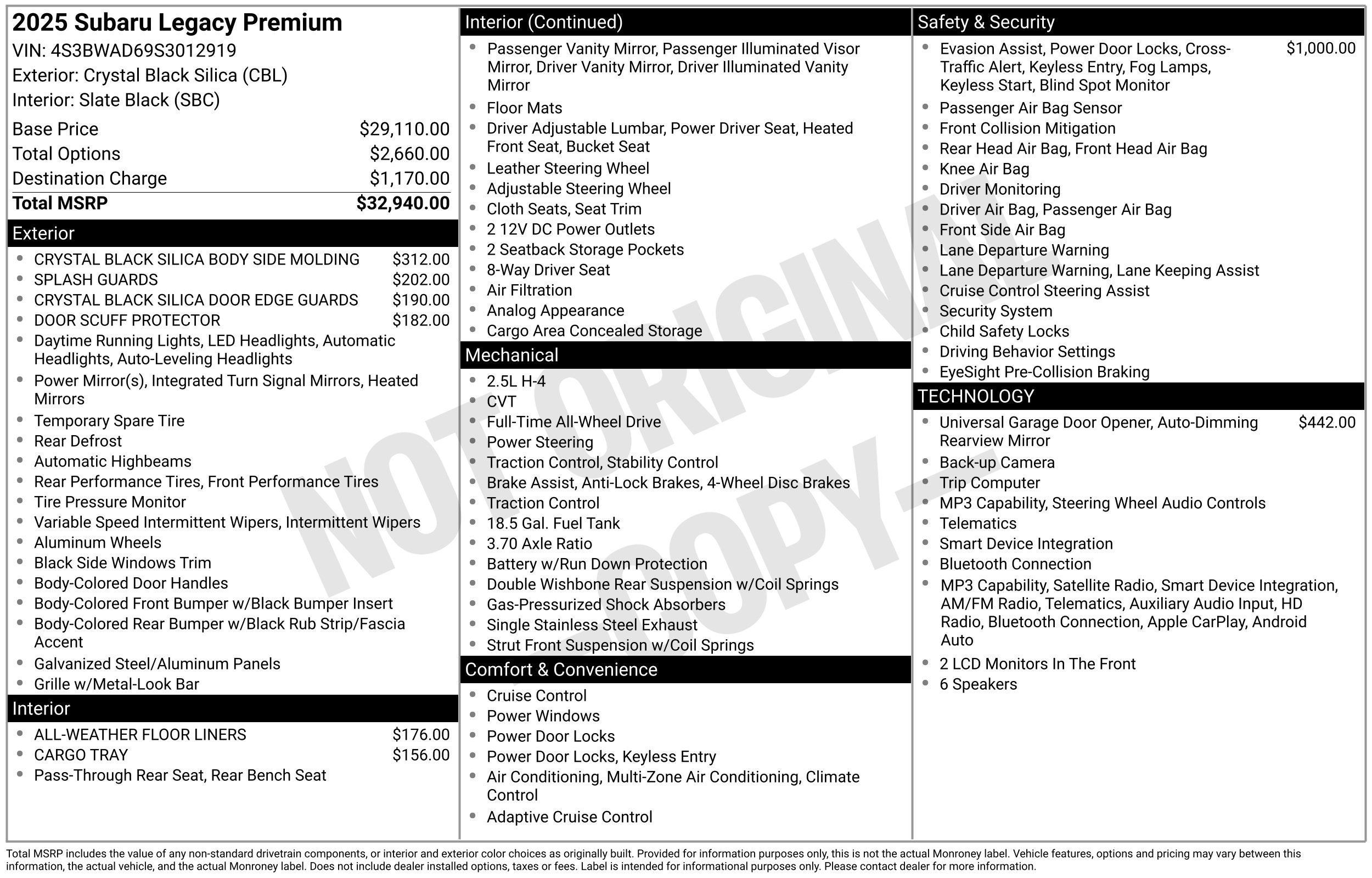 2025 Subaru Legacy Premium